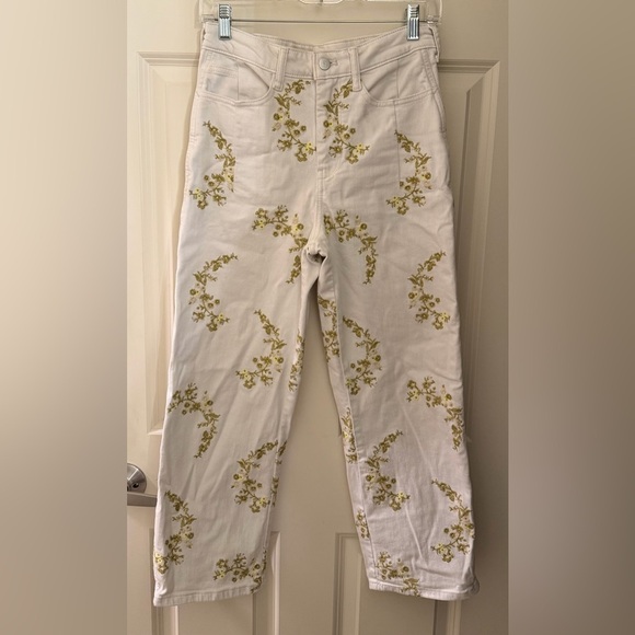 Pilcro Heritage Curve Mid-Rise Tapered Barrel Jeans, White Embroidered, 25 - Picture 6 of 15